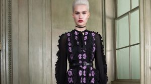 a black dress with purple detailing from Temperley London